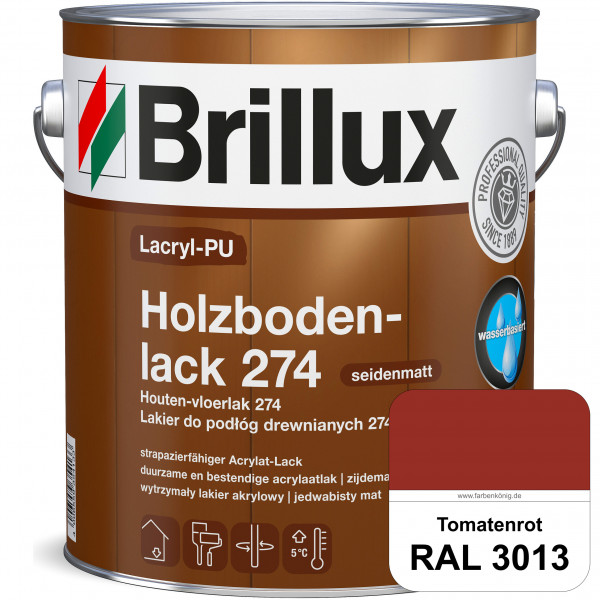 Lacryl-PU Holzbodenlack 274 (RAL 3013 Tomatenrot) hochwertige & widerstandsfähige, deckende Versiege
