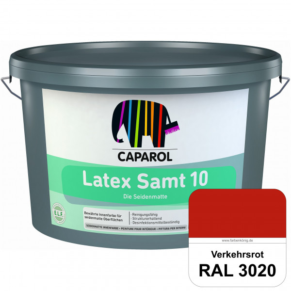 Latex Samt 10 (RAL 3020 Verkehrsrot) beanspruchbare seidenmatte Latexfarbe (Innen)