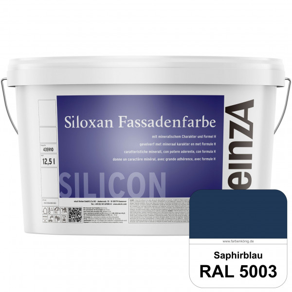 einzA Siloxan Fassadenfarbe (RAL 5003 Saphirblau) Siliconvergütete Fassadenfarbe