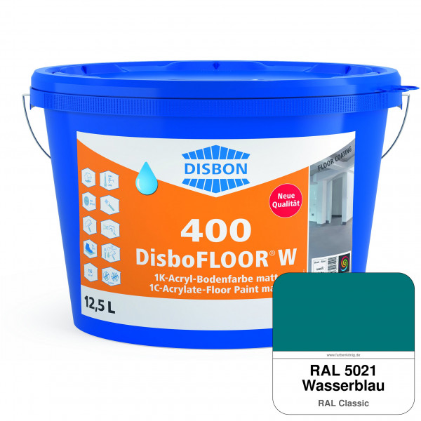 DisboFLOOR W 400 1K-Acryl-Bodenfarbe (RAL 5021 Wasserblau)