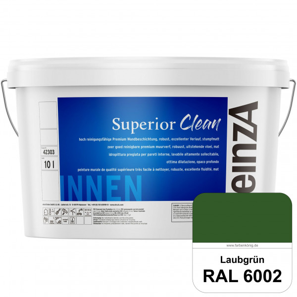 einzA Superior Clean (RAL 6002 Laubgrün) Hoch reinigungsfähige, stumpfmatte Premium-Wandbeschichtung