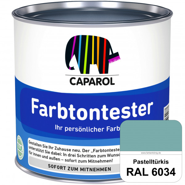 Farbtontester (RAL 6034 Pastelltürkis) Individuell abgetönte Dispersionsfarbe zum Anlegen von Farbto