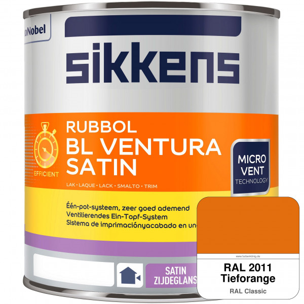 Rubbol BL Ventura Satin NEU (RAL 2011 Tieforange) Seidenglanzlack (wasserbasiert) Fenster außen