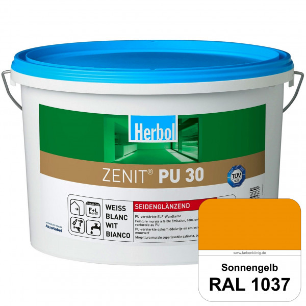 Zenit PU 30 (RAL 1037 Sonnengelb) seidenglänzende und strapazierfähige PU-Wandfarbe