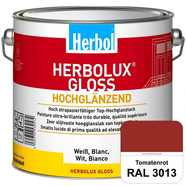 Herbolux Gloss (RAL 3013 Tomatenrot) strapazierfähiger Top-Hochglanzlack (lösemittelhaltig) für inne