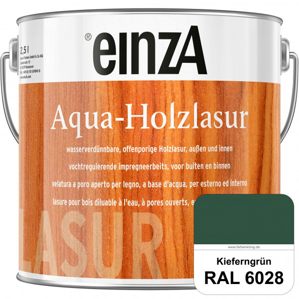 einzA Aqua-Holzlasur (RAL 6028 Kieferngrün) wasserverdünnbare offenporige Holzlasur für Holzbauteile