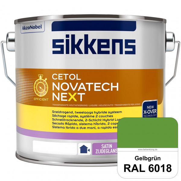 Cetol Novatech neXt (RAL 6018 Gelbgrün) Schnelltrocknende Hybrid-Lasur mit höchster Wetterbeständigk