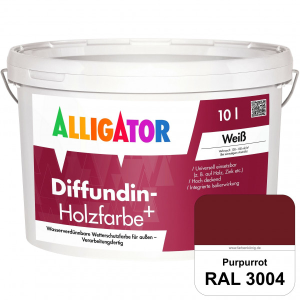 Diffundin-Holzfarbe+ (RAL 3004 Purpurrot)