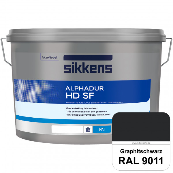 Alphadur HD SF (RAL 9011 Graphitschwarz) matte hochdeckende waschbeständige Innenwandfarbe