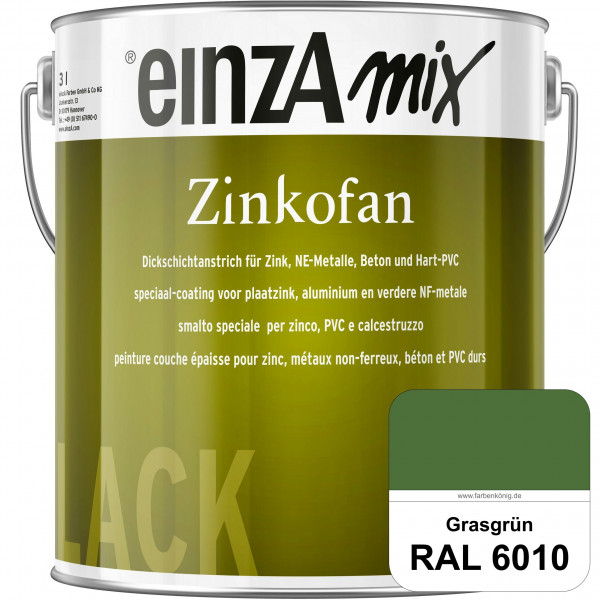 einzA Zinkofan (RAL 6010 Grasgrün) Hoch wetterbeständiges "Dickschicht-1-Topf-System"