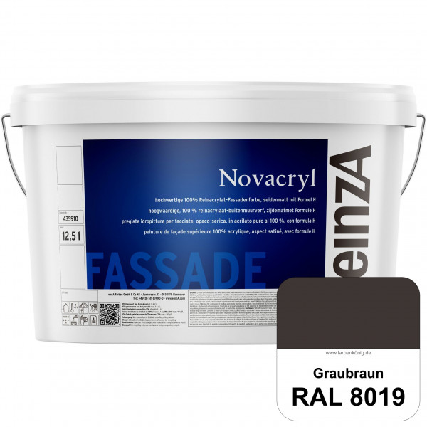 einzA Novacryl (RAL 8019 Graubraun) Reinacrylat-Fassadenfarbe, seidenmatt