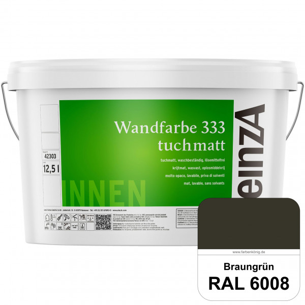 einzA Wandfarbe 333 tuchmatt (RAL 6008 Braungrün) Hochdeckende, waschbeständige Wandfarbe
