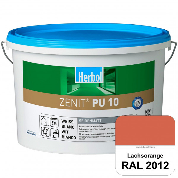 Zenit PU 10 (RAL 2012 Lachsorange) seidenmatte und strapazierfähige PU-Wandfarbe