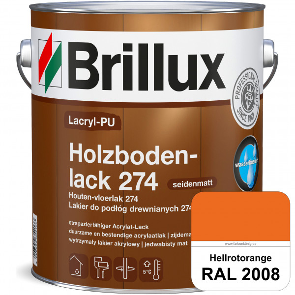 Lacryl-PU Holzbodenlack 274 (RAL 2008 Hellrotorange) hochwertige & widerstandsfähige, deckende Versi