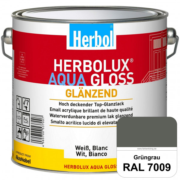 Herbolux Aqua Gloss (RAL 7009 Grüngrau) Wasserverdünnbarer Top-Glanzlack (Innen)