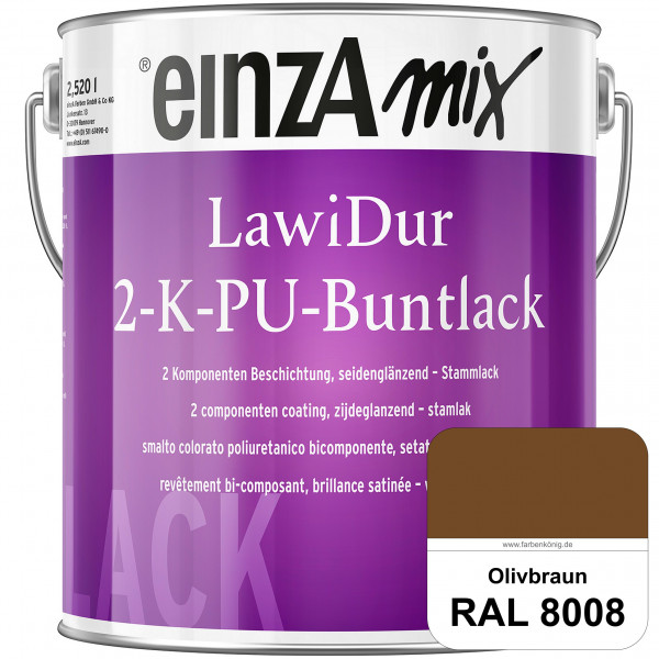 einzA LawiDur 2-K-PU-Buntlack - Seidenglanz (RAL 8008 Olivbraun)
