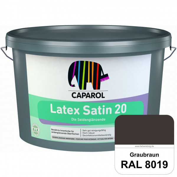 Latex Satin 20 (RAL 8019 Graubraun) strapazierfähige seidenglänzende Latexfarbe (Innen)