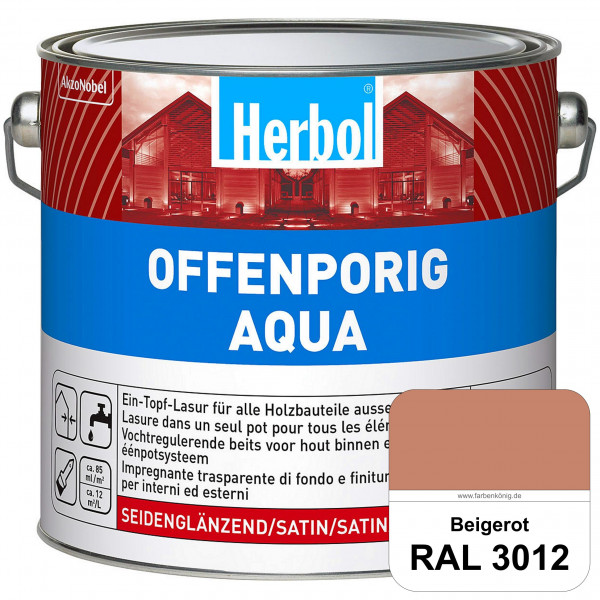 Offenporig Aqua (RAL 3012 Beigerot) Wasserverdünnbar & hochwertige Ein-Topf-Holzlasur - Feuchteschut
