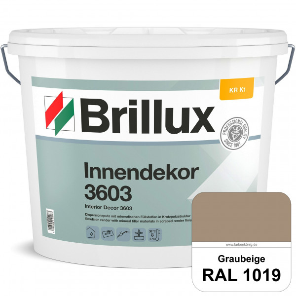 Innendekor ELF KR-K1 3603 (RAL 1019 Graubeige) Kratzputz nach zur Erzielung dekorativer und strapazi