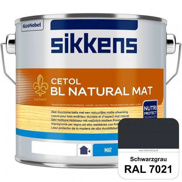 Cetol BL Natural Mat (RAL 7021 Schwarzgrau) Matte, wasserverdünnnbare Dünnschichtlasur