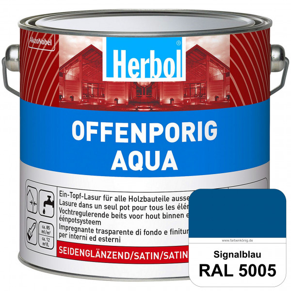 Offenporig Aqua (RAL 5005 Signalblau) Wasserverdünnbar & hochwertige Ein-Topf-Holzlasur - Feuchtesch