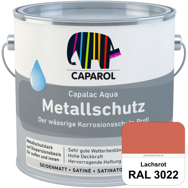 Capalac Aqua Metallschutz (RAL 3022 Lachsrot) wasserbasierter Korrosionsschutz für Stahl & verzinkte