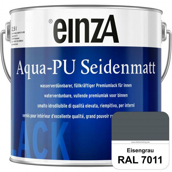 einzA Aqua-PU seidenmatt (RAL 7011 Eisengrau) wasserverdünnbarer Premiumlack für innen