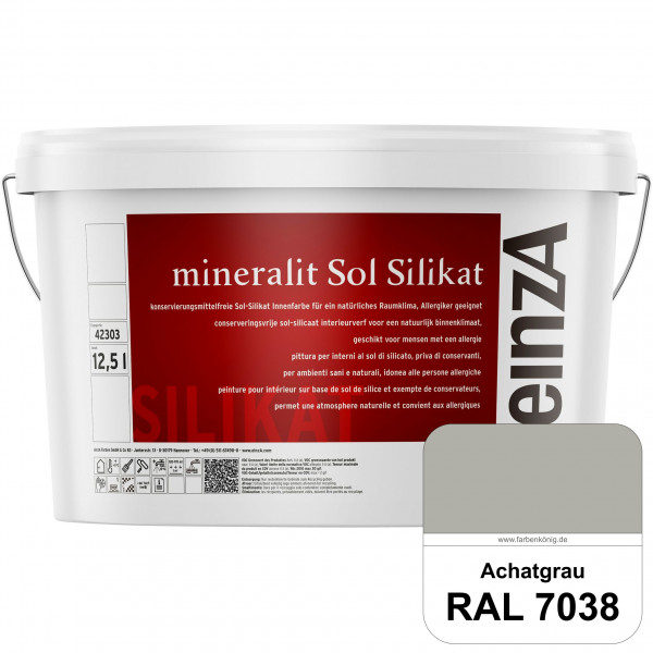einzA mineralit Sol Silikat (RAL 7038 Achatgrau) Sol-Silikat-Innenfarbe für Decken- und Wandflächen