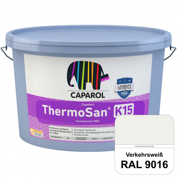 Capatect ThermoSan® Fassadenputz NQG® (K 15) (RAL 9016 Verkehrsweiß) Kratzputz-Struktur in Körnung 1