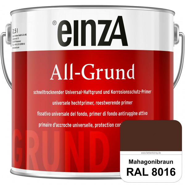 einzA All-Grund (RAL 8016 Mahagonibraun) Schnelltrocknender Haftgrund & Korrosionsschutz-Primer