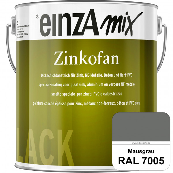einzA Zinkofan (RAL 7005 Mausgrau) Hoch wetterbeständiges "Dickschicht-1-Topf-System"