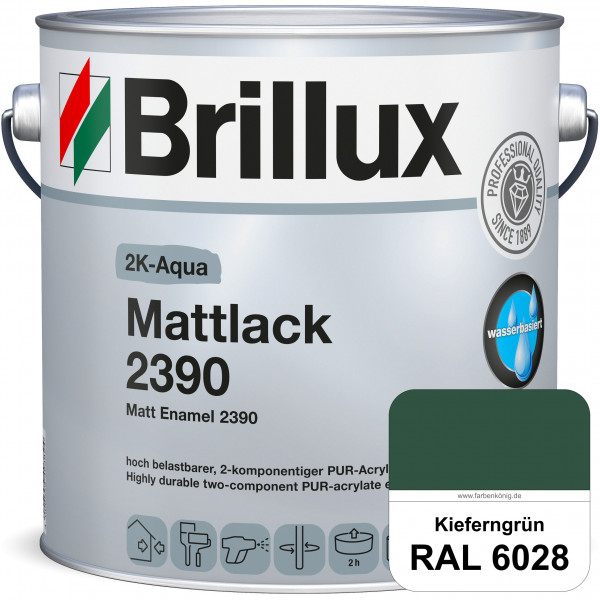 2K-Aqua Mattlack 2390 (RAL 6028 Kieferngrün) mechanisch und chemisch hoch belastbar für außen & inne