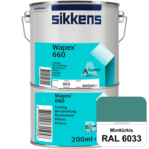 Wapex 660 Set (RAL 6033 Minttürkis) seidenglänzende 2K-Epoxidharzlack für Böden & Wände (innen)
