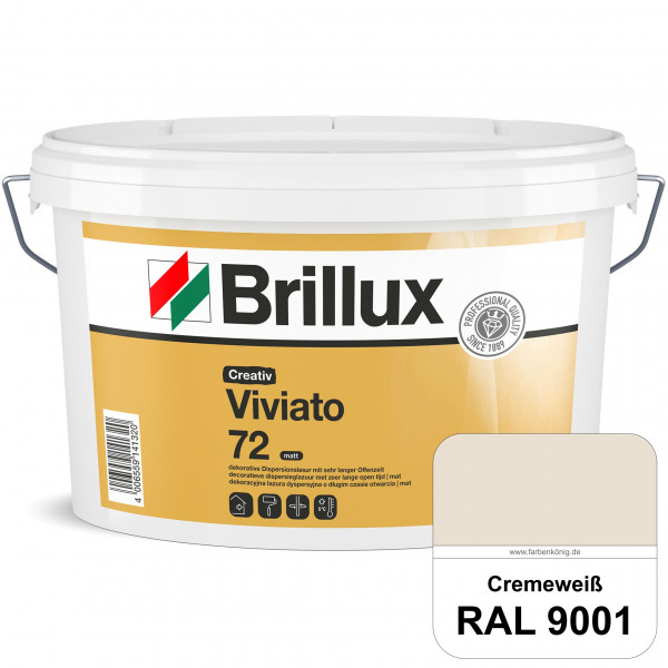 Creativ Viviato 72 (RAL 9001 Cremeweiß) Tuchmatte Dispersionslasur für die dekorative Wandgestaltung