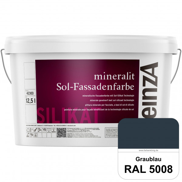 einzA mineralit Sol Fassadenfarbe (RAL 5008 Graublau) mineralische Fassadenfarbe mit Sol-Silikat Tec
