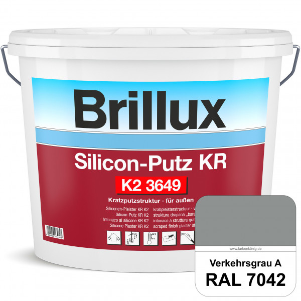 Silicon-Putz KR K2 3649 mit Protect (RAL 7042 Verkehrsgrau A) Dekorputz auf Siliconharzbasis (außen)
