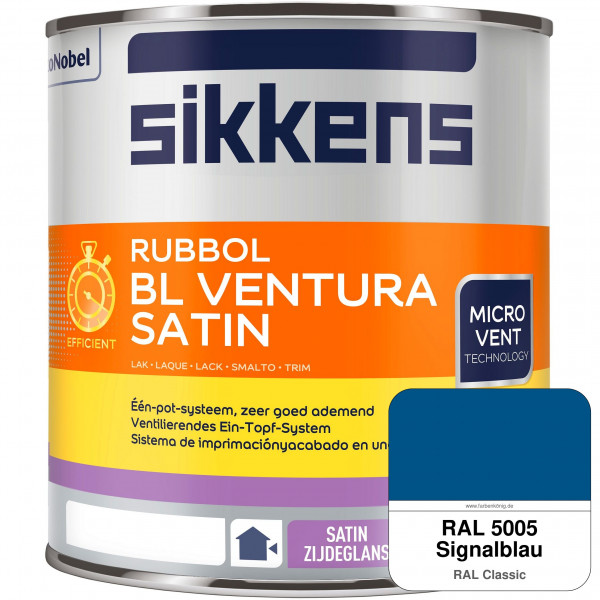 Rubbol BL Ventura Satin NEU (RAL 5005 Signalblau) Seidenglanzlack (wasserbasiert) Fenster außen
