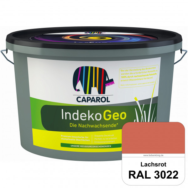 IndekoGeo (RAL 3022 Lachsrot) Ressourcenschonende Premium Innenfarbe für stumpfmatte Oberflächen