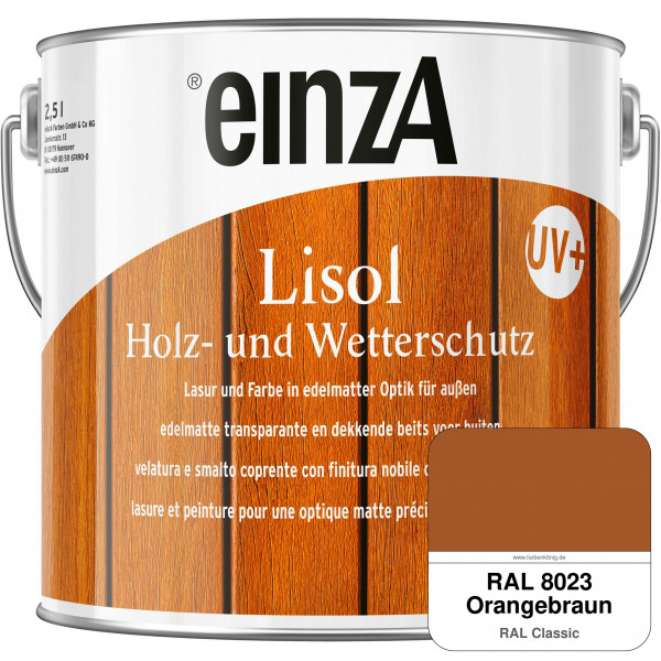 einzA Lisol Holz- und Wetterschutz Lasur und Farbe (RAL 8023 Orangebraun)