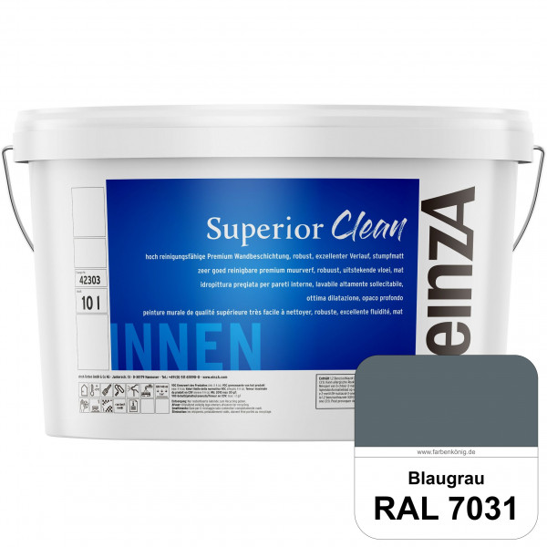 einzA Superior Clean (RAL 7031 Blaugrau) Hoch reinigungsfähige, stumpfmatte Premium-Wandbeschichtung