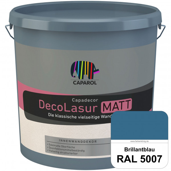Capadecor DecoLasur Matt (RAL 5007 Brillantblau) Matte Lasurfarbe auf Dispersionsbasis (innen)