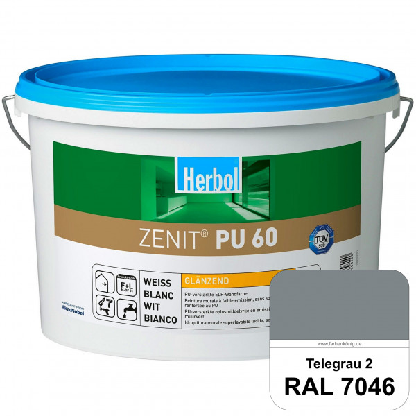 Zenit PU 60 (RAL 7046 Telegrau 2) glänzende und strapazierfähige PU-Wandfarbe
