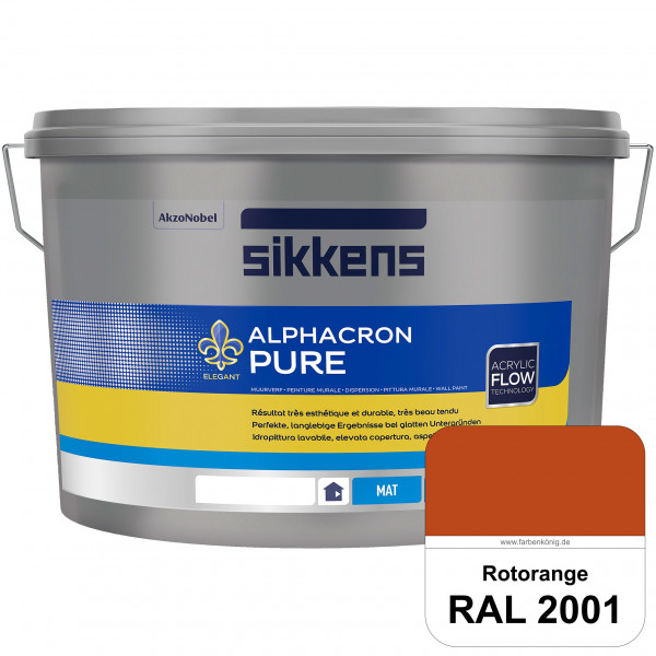 Alphacron Pure (RAL 2001 Rotorange) Edelmatte & hochertige Premium Wandfarbe für glatte Untergründe.