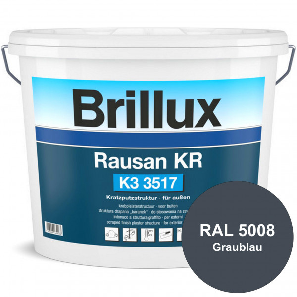 Rausan KR K3 3517 mit Protect (RAL 5008 Graublau) Organisch gebundener Kratzputz für wetterbeständig