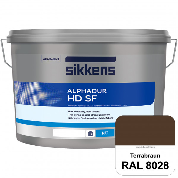 Alphadur HD SF (RAL 8028 Terrabraun) matte hochdeckende waschbeständige Innenwandfarbe