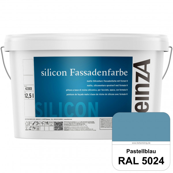 einzA silicon Fassadenfarbe (RAL 5024 Pastellblau) Hochwertige Siliconharz-Fassadenfarbe