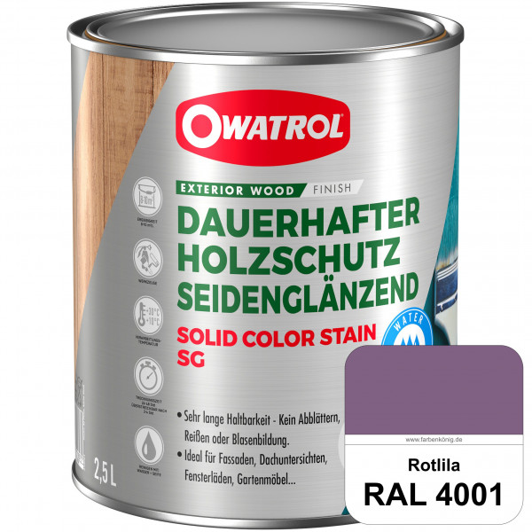 Solid Color Stain SG (RAL 4001 Rotlila) deckende und seidenglänzende Wetterschutzfarbe außen