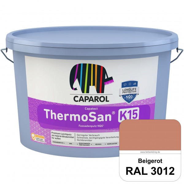 Capatect ThermoSan® Fassadenputz NQG® (K 15) (RAL 3012 Beigerot) Kratzputz-Struktur in Körnung 1,5 m