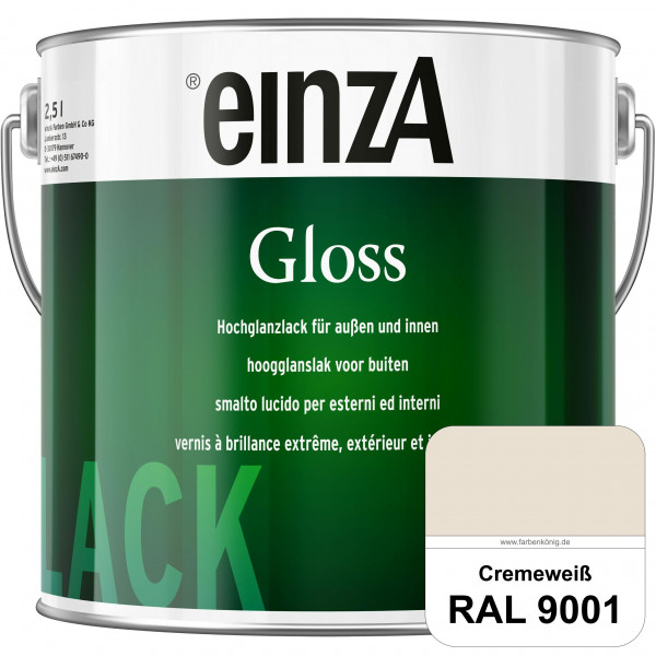 einzA Gloss (RAL 9001 Cremeweiß) Hochwertiger Alkydharzlack in Premium-Qualität, hochglänzend.