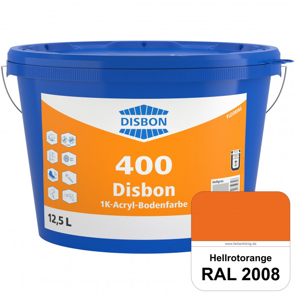 Disbon 400 1K-Acryl-Bodenfarbe (RAL 2008 Hellrotorange) Dispersionsbeschichtung für mineralische Bod